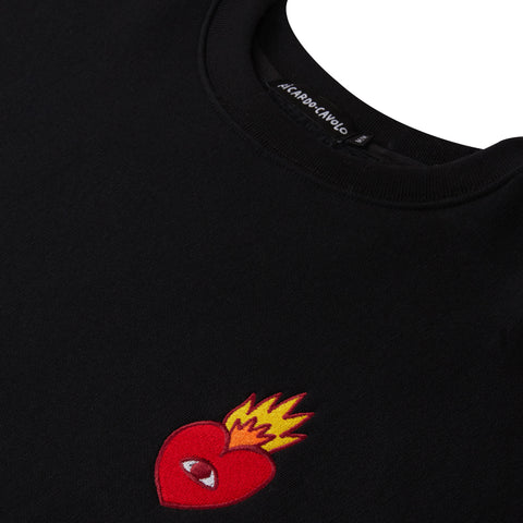 Flaming Heart Crewneck - Black