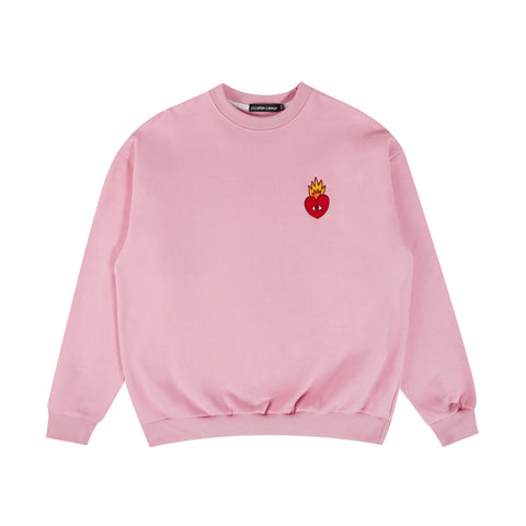 Flaming Heart Crewneck - Pink