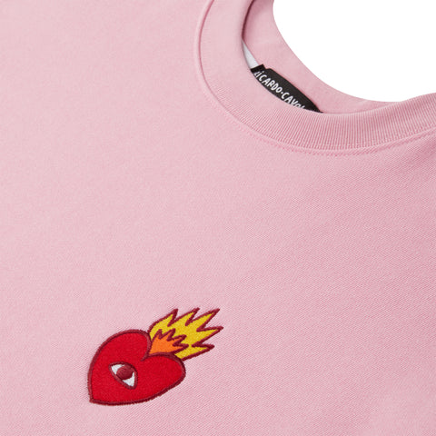 Flaming Heart Crewneck - Pink