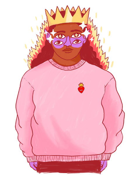 Flaming Heart Crewneck - Pink