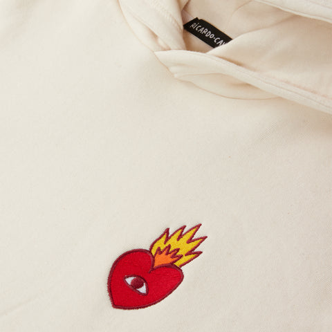Flaming Heart Hoodie - Natural