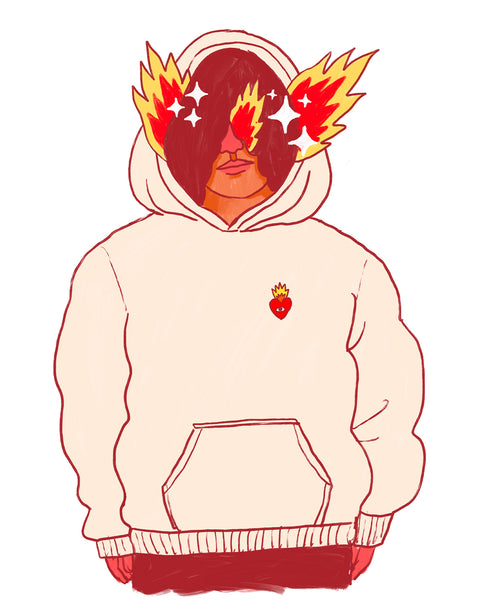 Flaming Heart Hoodie - Natural