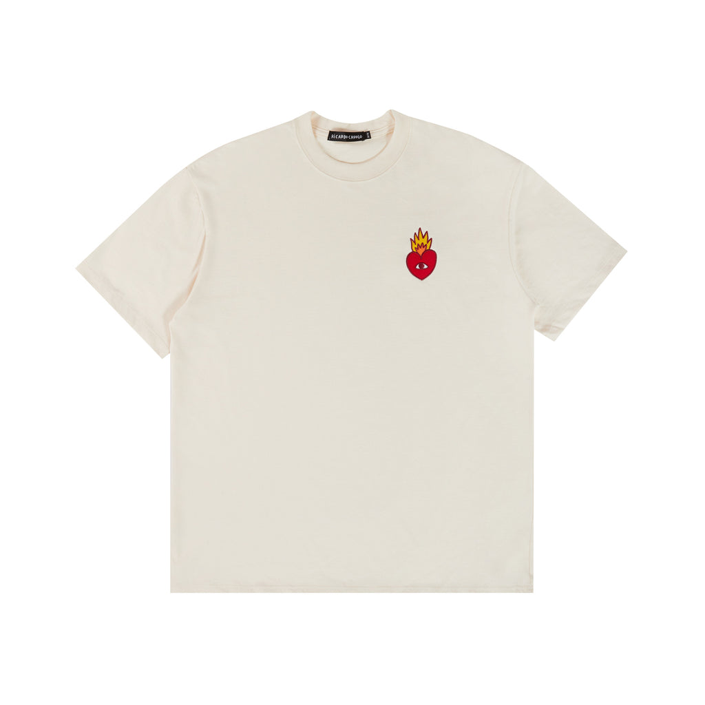 Flaming Heart T Shirt Natural
