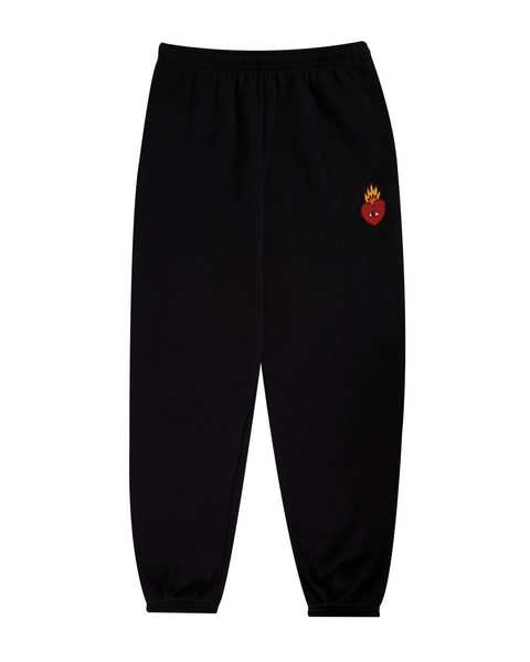Flaming Heart Sweatpants - Black