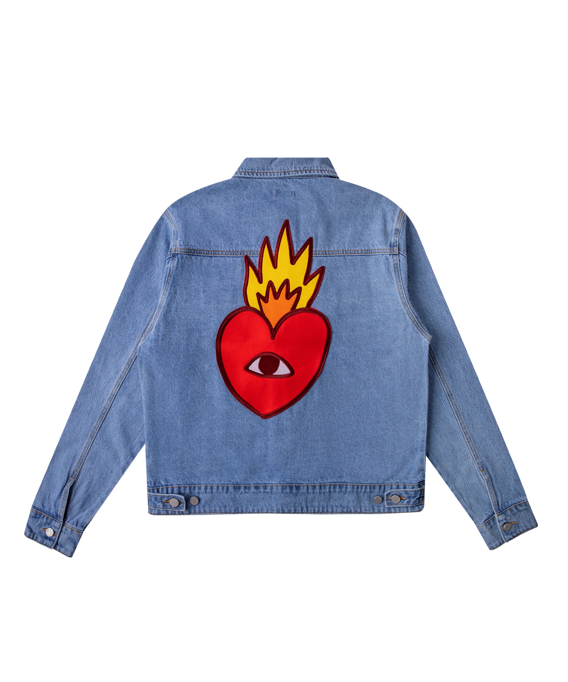 Flaming Heart Denim Jacket Ricardo Cavolo