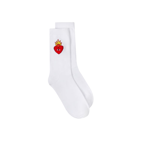 Flaming Heart Socks - White