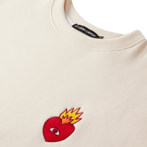 Flaming Heart Crewneck - Natural