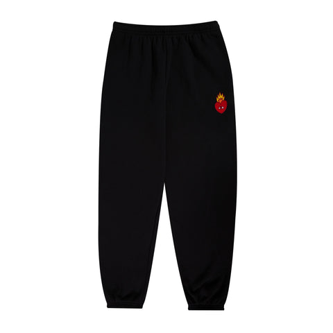 Flaming Heart Sweatpants - Black